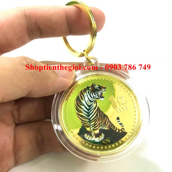 Móc khóa Xu in màu hình con Cọp Vàng 1 Yi Trung Quốc - SP005342